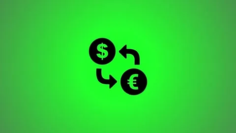 A dynamic 3d animation of dollar and euro currency exchange symbols rotatin.. Stockbeeldmateriaal 346491076