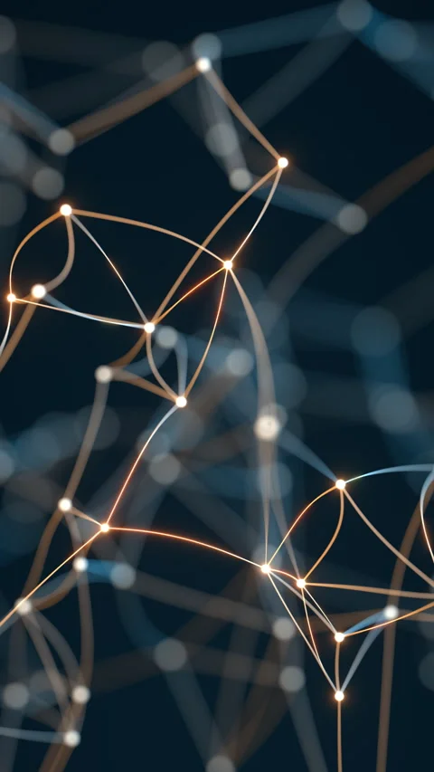 Dynamic 3D animation of glowing connected nodes and lines. Stock Footage 314044567