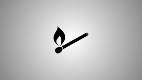 Dynamic 3d animation of a match igniting, then transforming into a 2d flat .. Видео 346490823