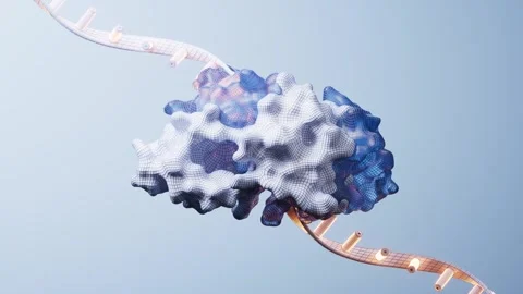 Dynamic 3d animation of molecular structure, dna strand, and crispr cas9 ed.. Stock Footage 332147295