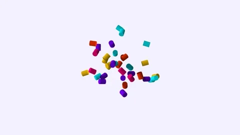 Dynamic 3D Animation of Multi-Colored Floating Cylinder Capsules Rotating Stock Footage 340899250
