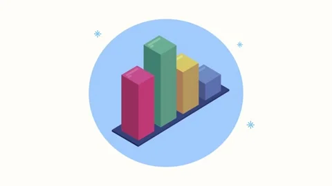 Dynamic 3d animation of statistical bar chart, data analysis with colorful .. Stock Footage 334535774