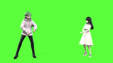 Dynamic 3D Anime Couple Dance Pose Stock Footage 318217591