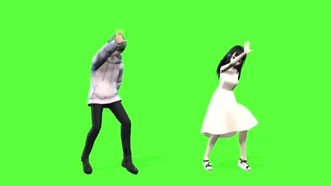 Dynamic 3D Anime Couple Dance Pose Stock Footage 318218317