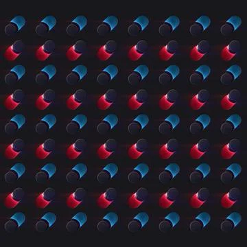 A dynamic 3D background with a grid of switches on a dark background イラスト素材