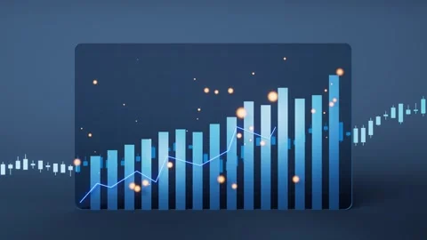 Dynamic 3d bar chart animation with glowing particles illustrating business.. Stock-Footage 332227779