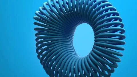 Dynamic 3D blue spiral loop design on a bright gradient blue background, em.. Stock Photos