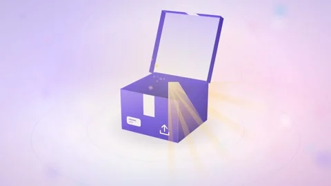Dynamic 3D Box Animation Unveiling Digital Products and E-commerce Icons Stock Footage 347896242