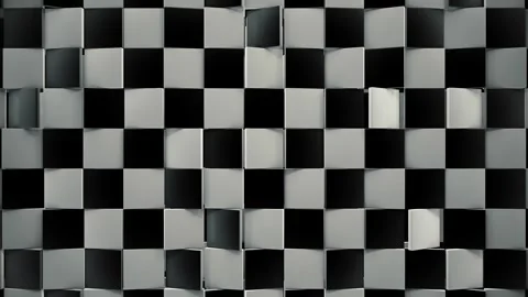 Dynamic 3D Checkerboard Tiles with Random Rotation and Lighting in 4K, Looping Stock Footage 263899640