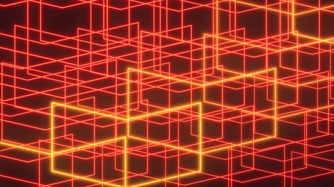 Dynamic 3d cube design with red and orange lines Vídeos de archivo 311752717