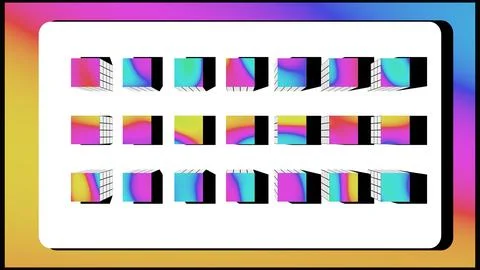 Dynamic 3D Cubes with Colorful Gradients on White. 3D rendering. Stock Illustration