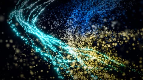 Dynamic 3D digital abstract render of glowing light trails and particles. Stock Footage 342363574