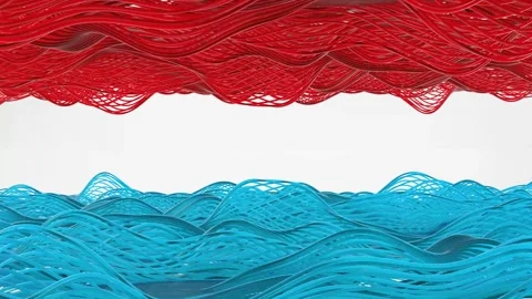 Dynamic 3D Fields of Red and Blue Optical Fiber on a White Background Stock Footage 314171708