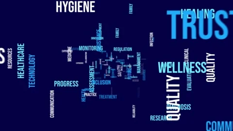 Dynamic 3D Flythrough Animation of Healthcare and Medical Technology Word C.. Stock Footage 343987131
