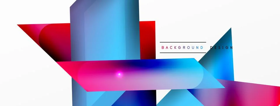 Dynamic 3d geometric abstract background. Triangles and other simple forms Stock Illustration