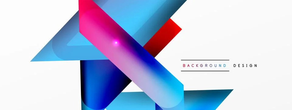 Dynamic 3d geometric abstract background. Triangles and other simple forms Illustrazione stock