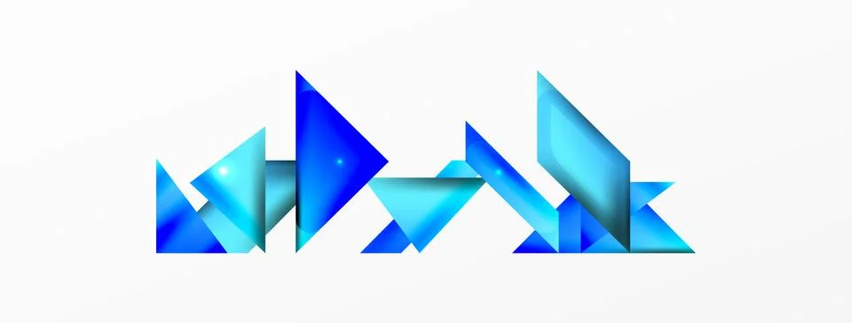 Dynamic 3d geometric abstract background. Triangles and other simple forms Illustrazione stock