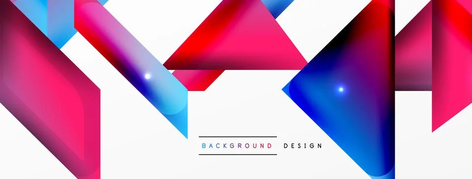 Dynamic 3d geometric abstract background. Triangles and other simple forms Illustrazione stock