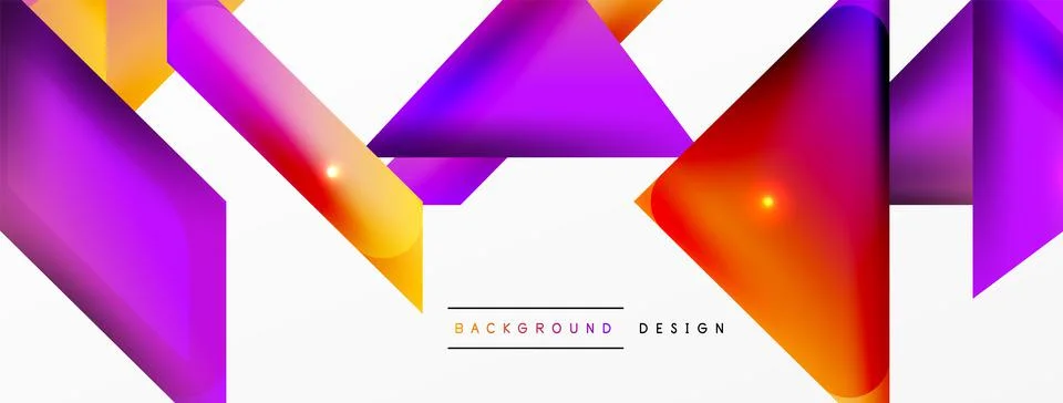 Dynamic 3d geometric abstract background. Triangles and other simple forms Illustrazione stock