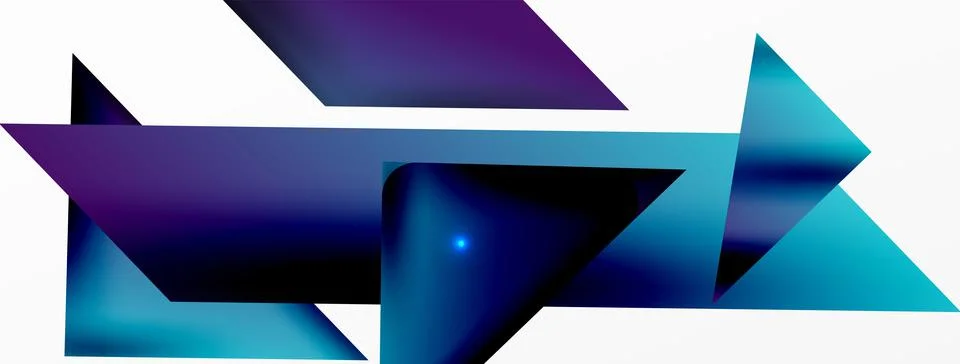 Dynamic 3d geometric abstract background. Triangles and other simple forms Illustrazione stock