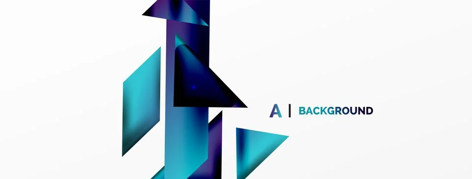 Dynamic 3d geometric abstract background. Triangles and other simple forms Illustrazione stock
