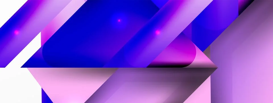 Dynamic 3d geometric abstract background. Triangles and other simple forms Illustrazione stock