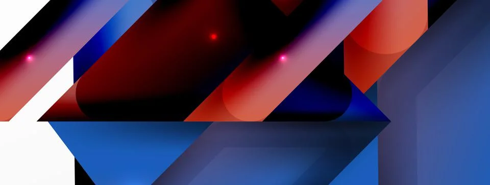Dynamic 3d geometric abstract background. Triangles and other simple forms Illustrazione stock