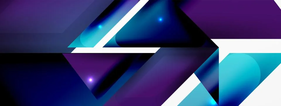 Dynamic 3d geometric abstract background. Triangles and other simple forms Stock Illustration