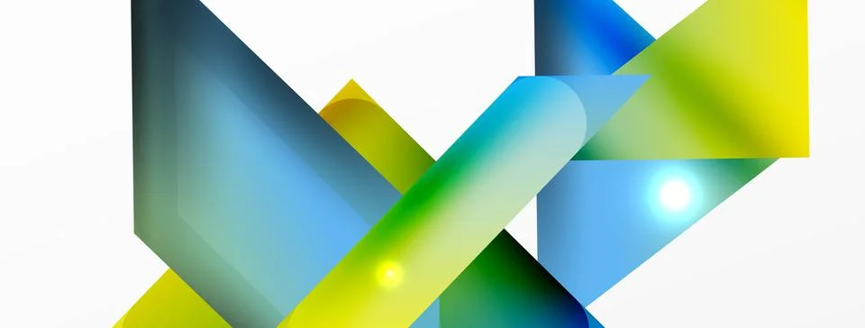 Dynamic 3d geometric abstract background. Triangles and other simple forms Stock Illustration