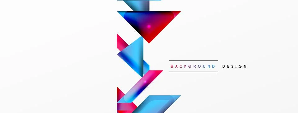 Dynamic 3d geometric abstract background. Triangles and other simple forms Illustrazione stock