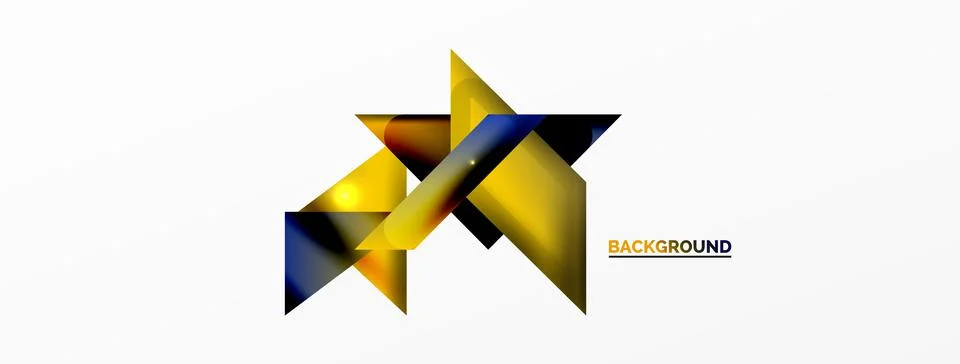 Dynamic 3d geometric abstract background. Triangles and other simple forms 스톡 일러스트
