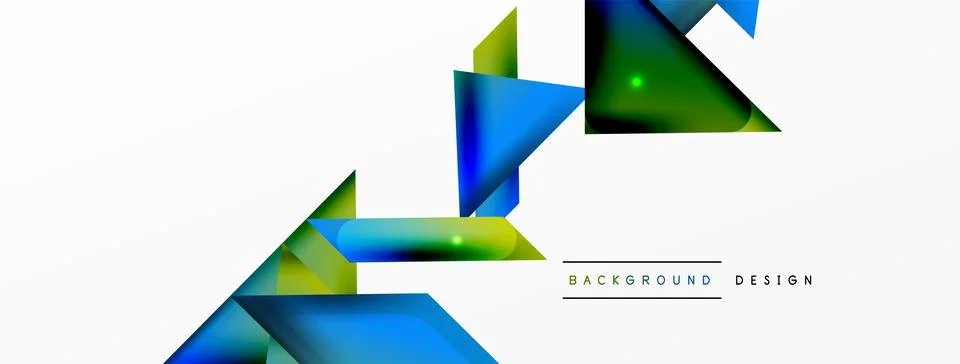Dynamic 3d geometric abstract background. Triangles and other simple forms Stock Illustration