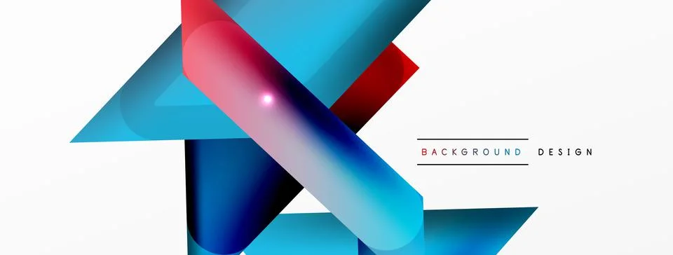 Dynamic 3d geometric abstract background. Triangles and other simple forms Illustrazione stock