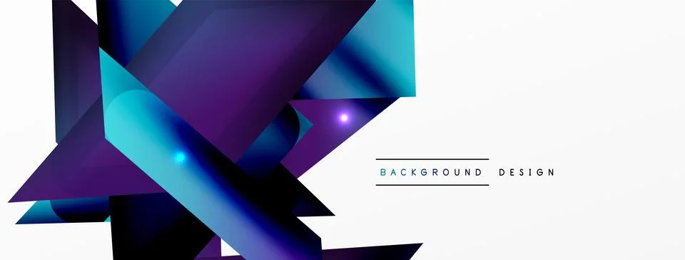 Dynamic 3d geometric abstract background. Triangles and other simple forms Illustrazione stock