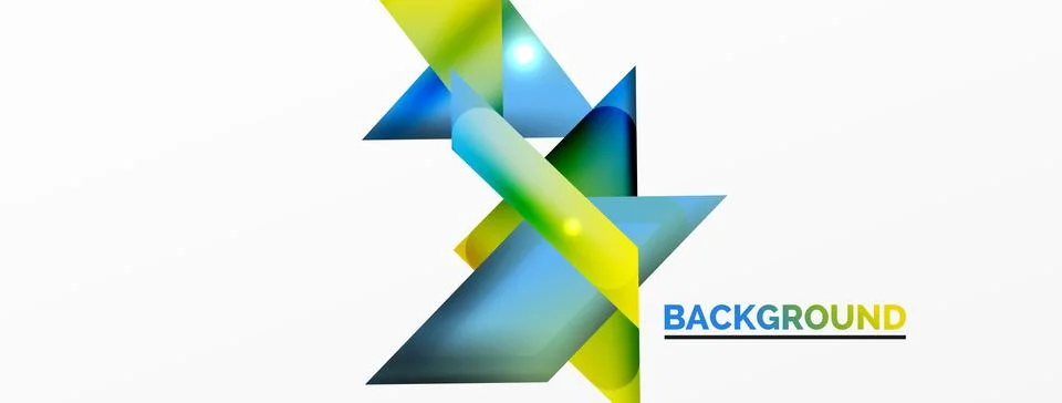 Dynamic 3d geometric abstract background. Triangles and other simple forms Illustrazione stock