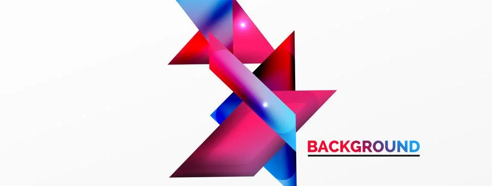Dynamic 3d geometric abstract background. Triangles and other simple forms Illustrazione stock