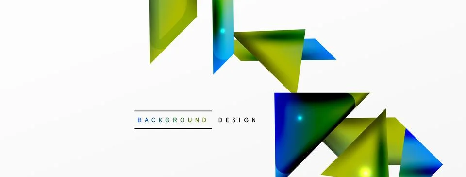 Dynamic 3d geometric abstract background. Triangles and other simple forms Stock Illustration