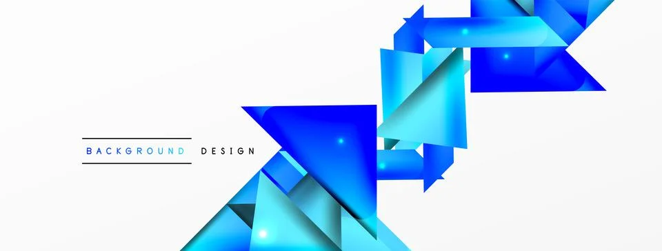 Dynamic 3d geometric abstract background. Triangles and other simple forms Illustrazione stock