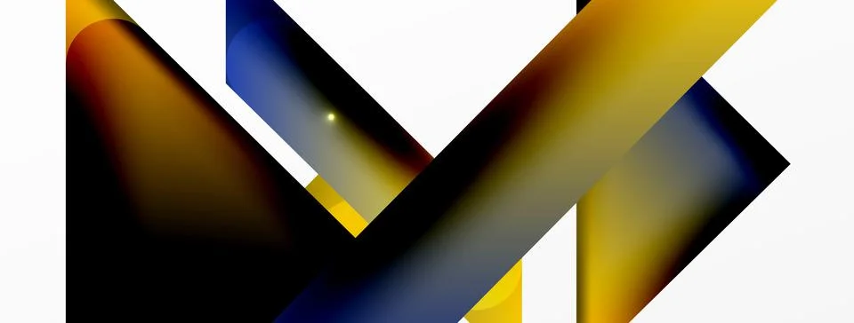 Dynamic 3d geometric abstract background. Triangles and other simple forms Stock Illustration