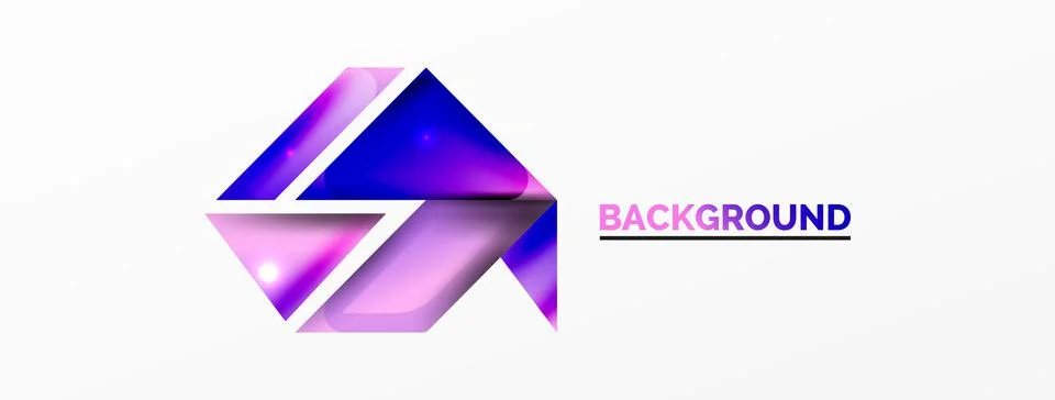 Dynamic 3d geometric abstract background. Triangles and other simple forms Illustrazione stock