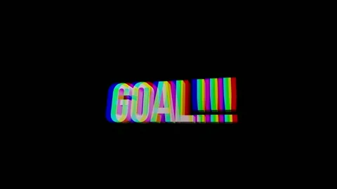 Dynamic 3D Goal Text with Chromatic Aberration Glitch 4K Stock Footage 336957513