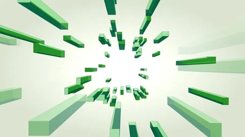 Dynamic 3D green blocks tunnel animation motion background Stock Footage 346157084