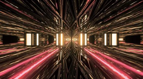 Dynamic 3d illustration of geometrical patterns and lights Illustrazione stock