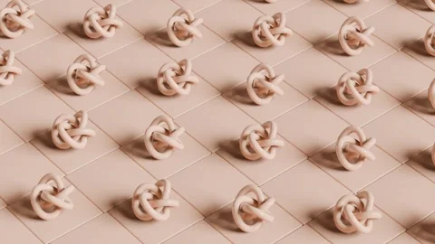 Dynamic 3D Motion Graphic: Peach-Colored Abstract Nodes Moving in Rows Towards Stock Footage 276235445