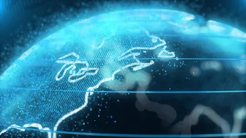 Dynamic 3D Orbiting Globe: A Mesmerizing Display of a Rotating Earth, Unveiling Stock Footage 263753892