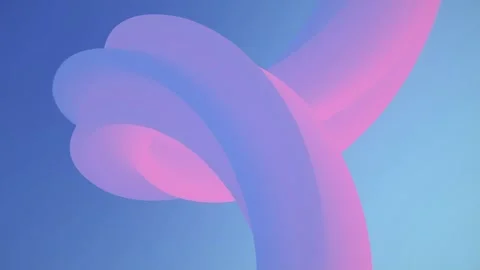 Dynamic 3D pastel gradient loop twisting matte tube in pink and blue Video stock 342028944