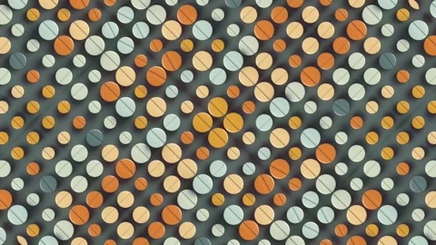 Dynamic 3D pattern of multicolored pills in shades of yellow, white, and gray 库存影片 330896294