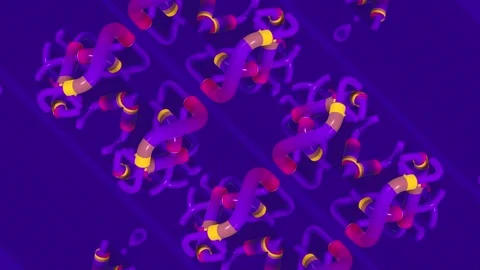 Dynamic 3D pattern of purple and yellow splines. Perfect futuristic background Stock Footage 332838909