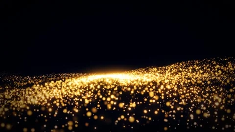 Dynamic 3D render of bright golden light particles effects Stock Footage 342363308