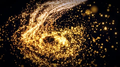 Dynamic 3D render of glowing golden light effects swirling in motion Stock Footage 342363640